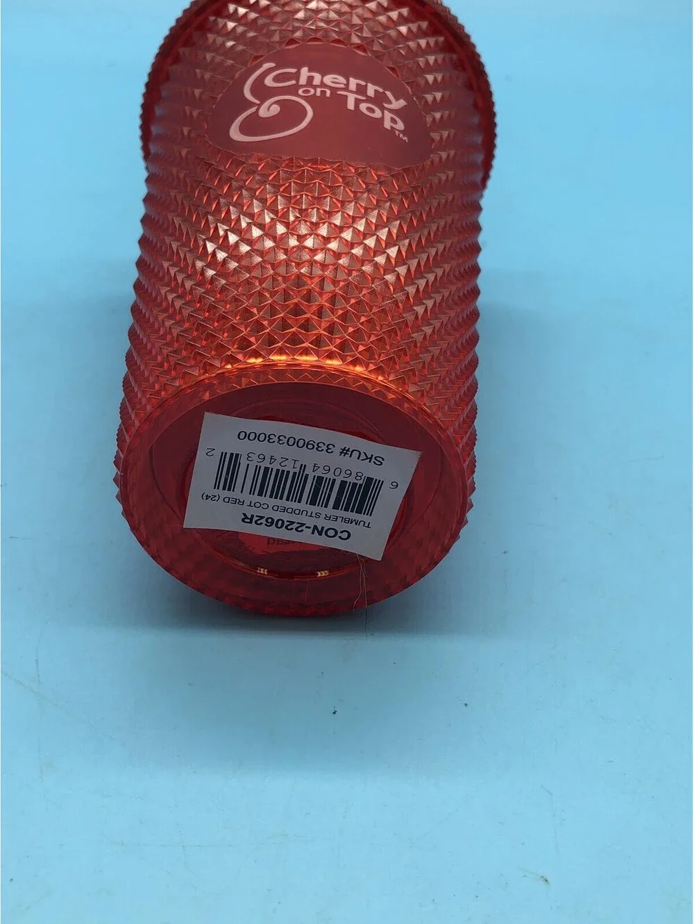Cherry On Top Studded Tumbler 20oz Red Plastic Straw Lid Cherries Drink Cup